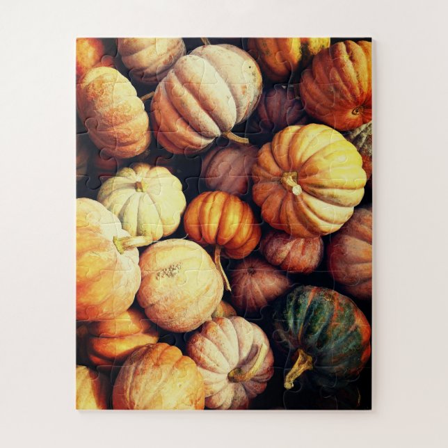 Colourful Pumpkin Decorative Display Thanksgiving Jigsaw Puzzle (Vertical)