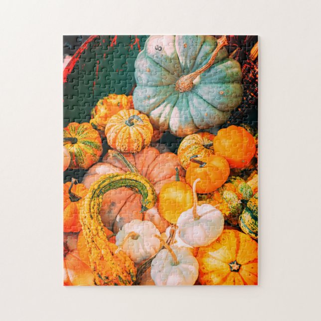 Colourful Pumpkin Decorative Display Thanksgiving Jigsaw Puzzle (Vertical)