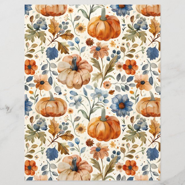 colourful pumpkin fall pattern scrapbook paper (Front)