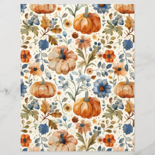 colourful pumpkin fall pattern scrapbook paper