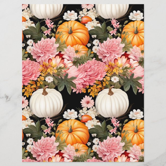 colourful pumpkin fall pattern scrapbook paper (Front)