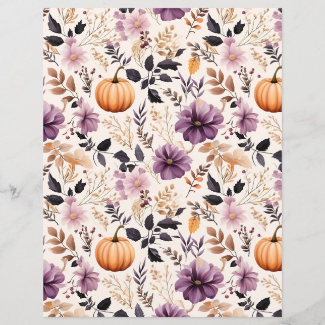 colourful pumpkin fall pattern scrapbook paper (Front)