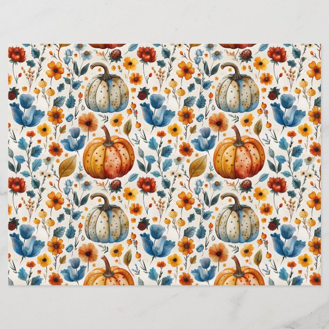 colourful pumpkin fall pattern scrapbook paper (Front)