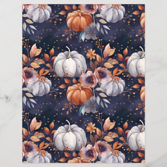 colourful pumpkin fall pattern scrapbook paper (Front)