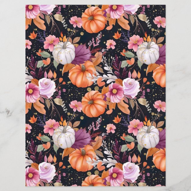 colourful pumpkin fall pattern scrapbook paper (Front)
