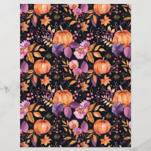 colourful pumpkin fall pattern scrapbook paper