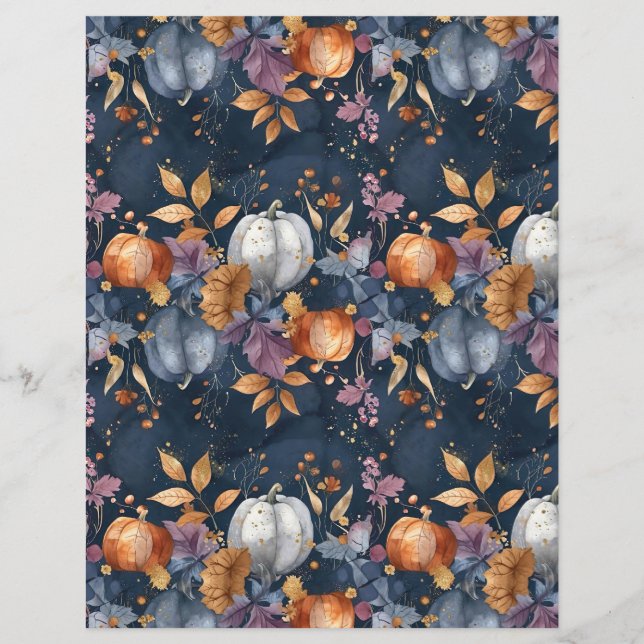 colourful pumpkin fall pattern scrapbook paper (Front)