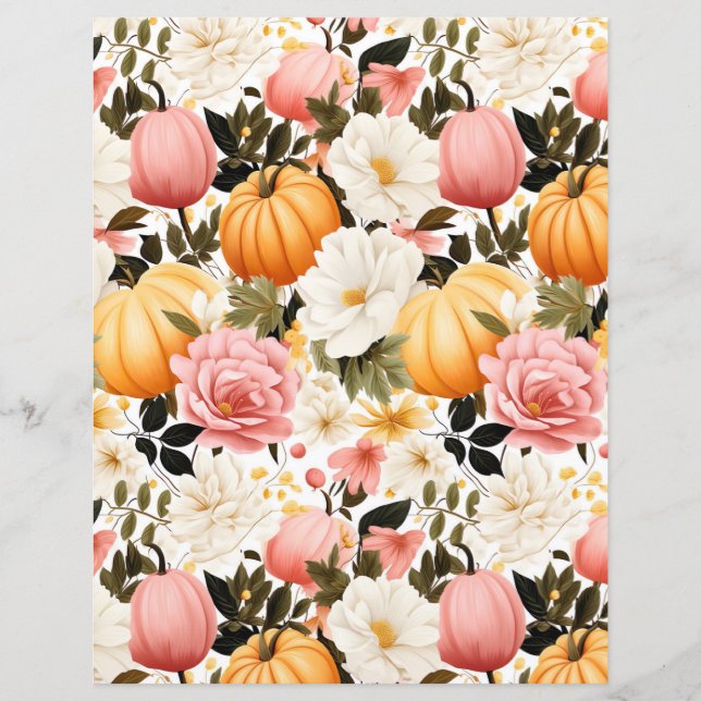 colourful pumpkin fall pattern scrapbook paper (Front)