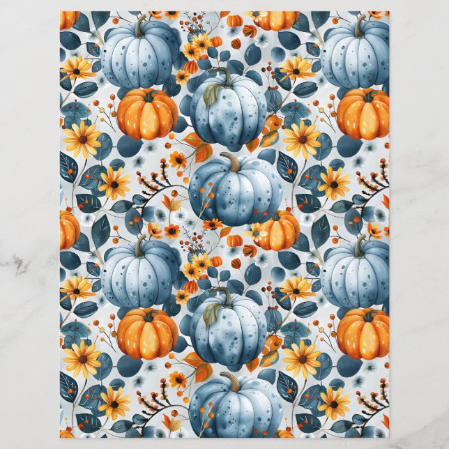 colourful pumpkin fall pattern scrapbook paper (Front)