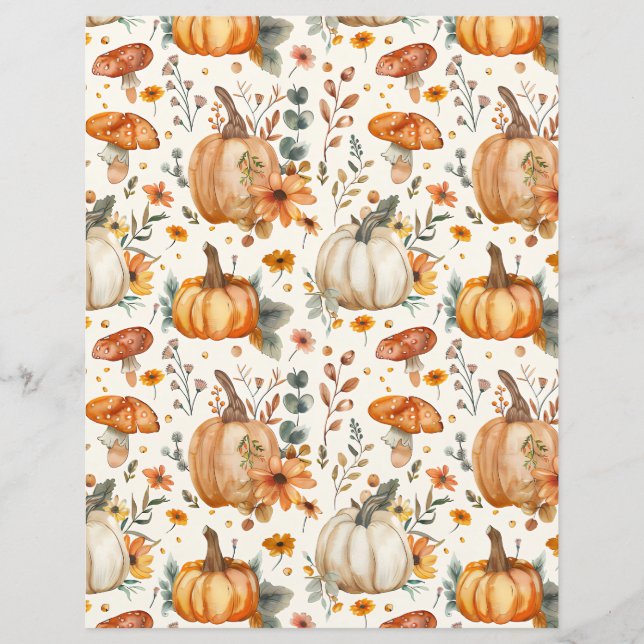 colourful pumpkin fall pattern scrapbook paper (Front)