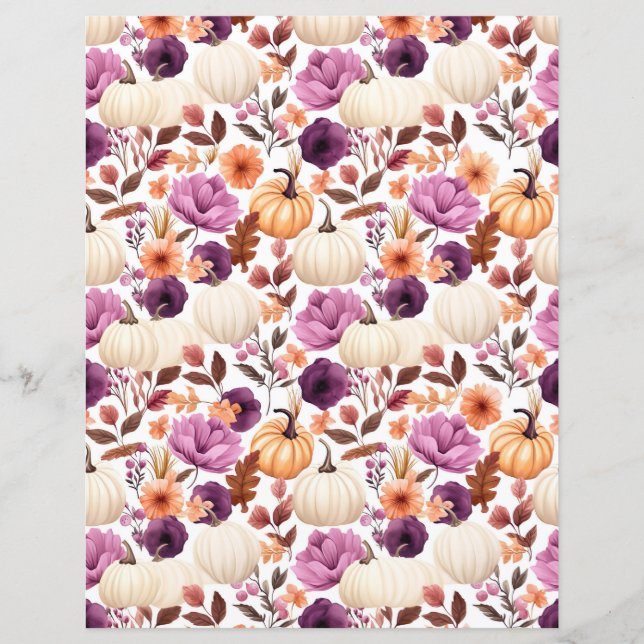 colourful pumpkin fall pattern scrapbook paper (Front)