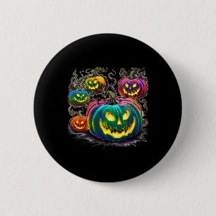 Colourful Pumpkin Ghosts Jack O Lantern Halloween 6 Cm Round Badge