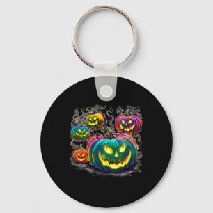 Colourful Pumpkin Ghosts Jack O Lantern Halloween  Key Ring