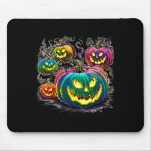 Colourful Pumpkin Ghosts Jack O Lantern Halloween Mouse Pad