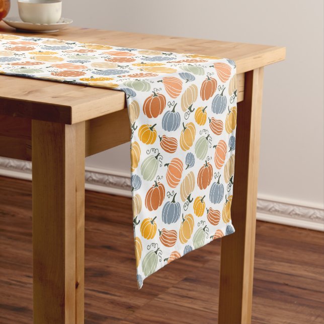 Colourful Pumpkin Gourd Pattern Short Table Runner (In Situ)