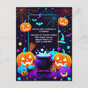 Colourful Pumpkin Halloween Holiday Postcard