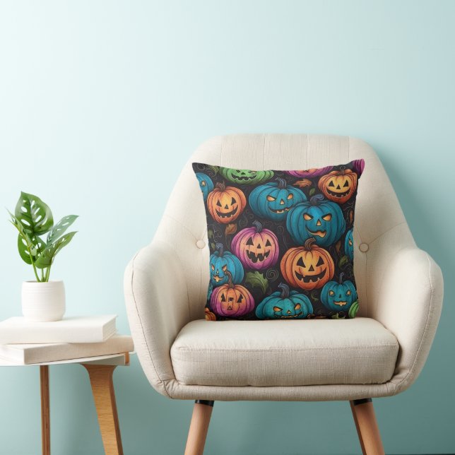 Colourful Pumpkin Halloween Pattern Cushion (Chair)