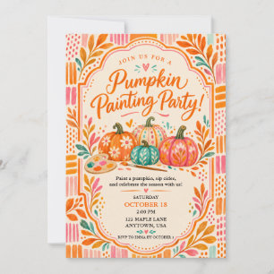 Colourful Pumpkin Painting Fall Party Invitation