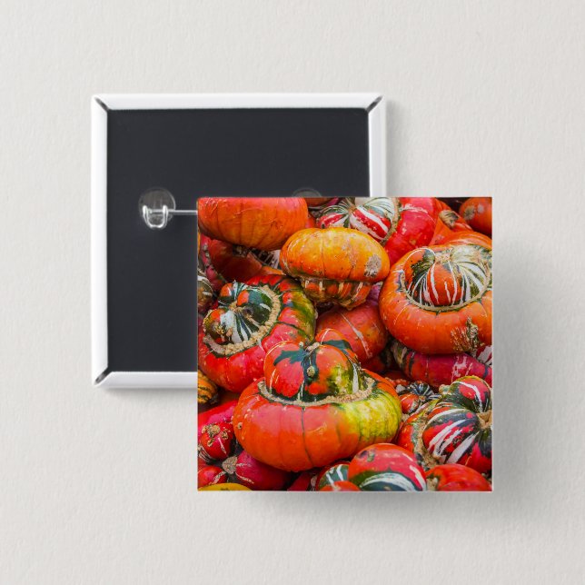 Colourful pumpkins 15 cm square badge (Front & Back)