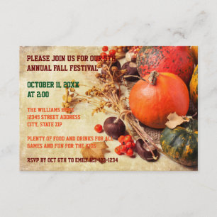 Colourful Pumpkins - 3x5 Thanksgiving Dinner Invit Invitation
