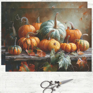 Colourful Pumpkins and Leaves Vintage Decoupage Tissue Paper