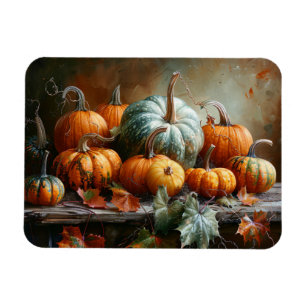 Colourful Pumpkins and Leaves Vintage Magnet