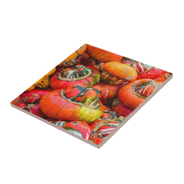 Colourful pumpkins ceramic tile (Side)