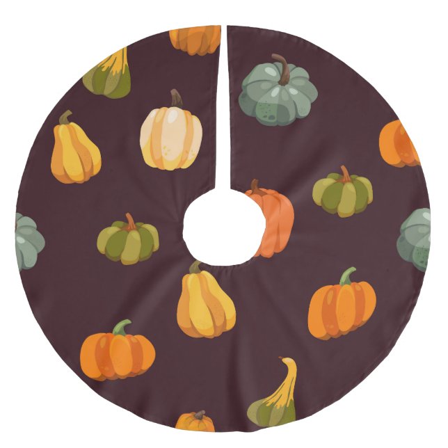 Colourful Pumpkins: Dark Autumn Elegance. Brushed Polyester Tree Skirt (Front)