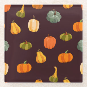 Colourful Pumpkins: Dark Autumn Elegance. Glass Coaster