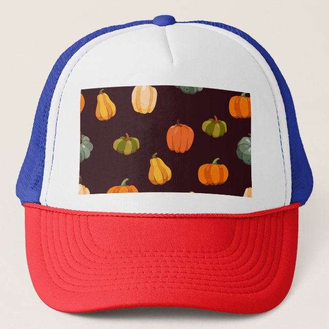 Colourful Pumpkins: Dark Autumn Elegance. Trucker Hat (Front)