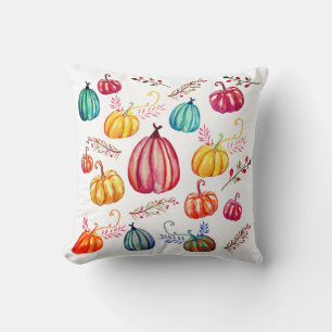 Colourful Pumpkins Fall Art Throw Cushion