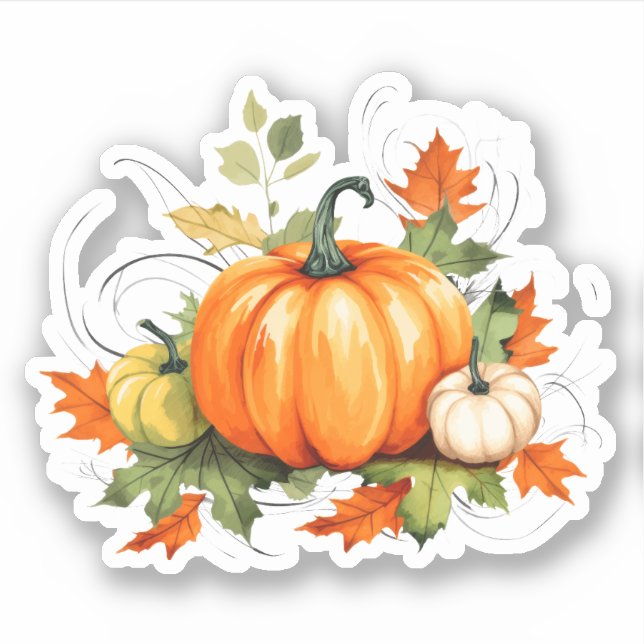 Colourful Pumpkins Fall Sticker (Front)