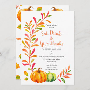 Colourful Pumpkins Fall Thanksgiving Dinner Invitation