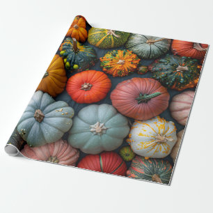 Colourful Pumpkins Gourds and Squash Decoupage Wrapping Paper