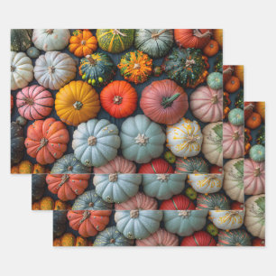 Colourful Pumpkins Gourds and Squash Decoupage Wrapping Paper Sheet