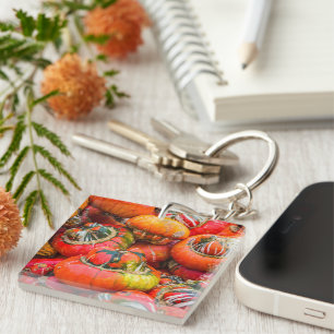 Colourful pumpkins key ring