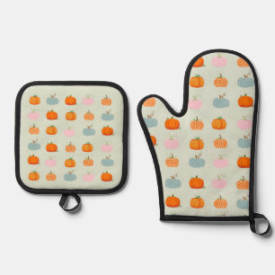 Colourful Pumpkins Oven Mitt & Pot Holder Set