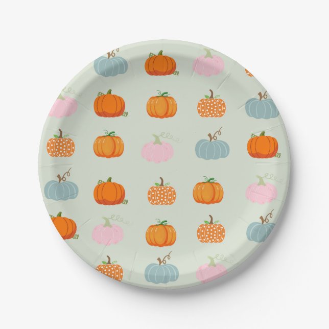  Colourful Pumpkins Paper Plate (Front)
