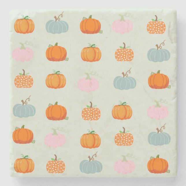 Colourful Pumpkins Stone Coaster (Front)