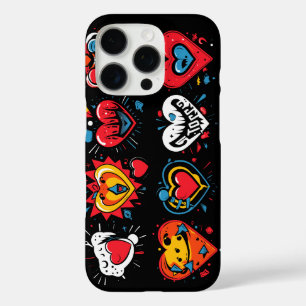 Colourful punk style hearts iPhone 16 pro case