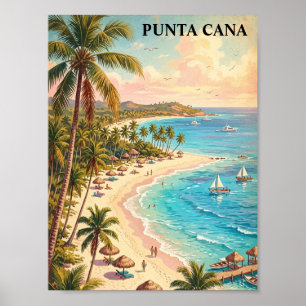 Colourful Punta Cana Dominican Republic Vintage  Poster