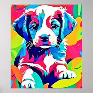 Colourful Puppy Artwork Poster