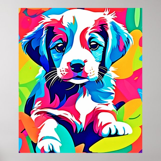 Colourful Puppy Artwork Poster (Front)