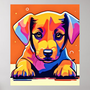 Colourful Puppy Artwork Poster