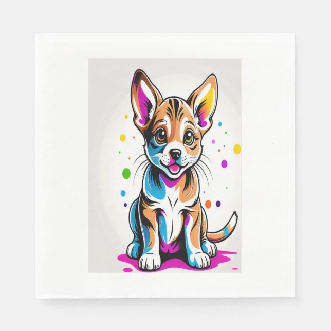 Colourful Puppy Dog   Napkin (Front)