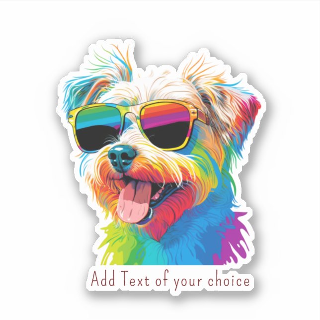 Colourful Puppy Dog Sunglasses Custom-Cut Vinyl (Front)