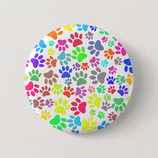 Colourful Puppy Paw Pattern 6 Cm Round Badge (Front)