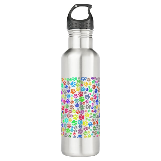 Colourful Puppy Paw Pattern 710 Ml Water Bottle (Front)