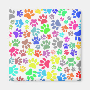Colourful Puppy Paw Pattern Magnet