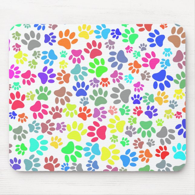 Colourful Puppy Paw Pattern Mouse Pad (Front)